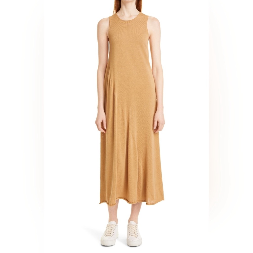 Vince Sleeveless Tiered Maxi Dress in Beige Gold, size XS